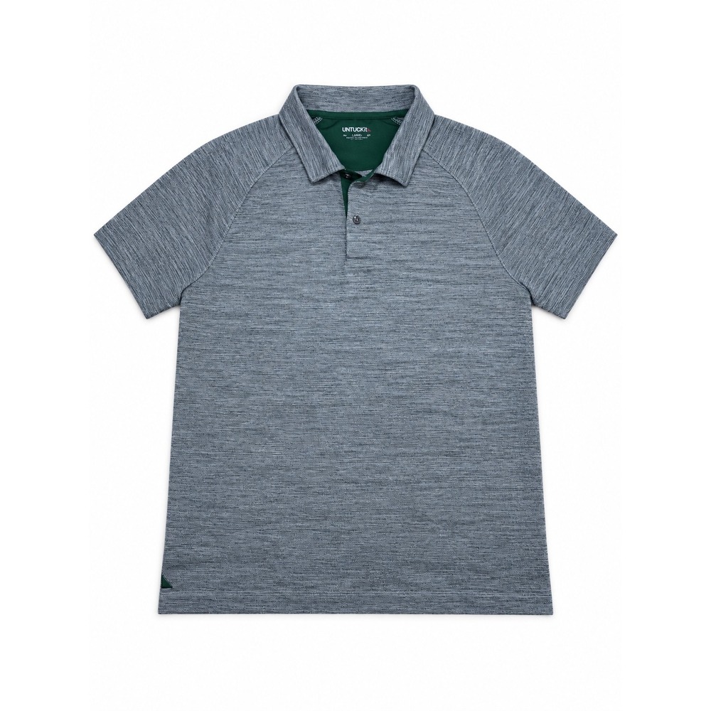 UNTUCKit Hannifer Polo Shirt Mens Large Dark Green Heathered Performance 41486